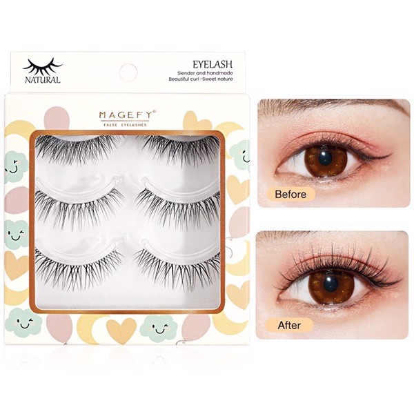 Hộp 3 cặp lông mi giả tự nhiên MAANGE Magefy False Eyelashes