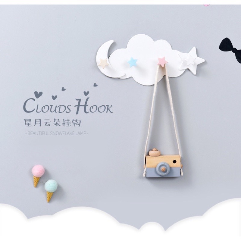 PVN44110 Móc Treo Đồ Dán Tường Hình Đám Mây Và Ngôi Sao 🥰