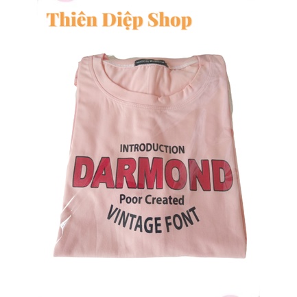 Áo thun nữ form rộng, tay lỡ, in chữ DARMOND 2 màu in, chất liệu cotton 100% đủ màu mềm, mịn, mát free size