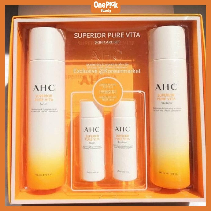 OnePick) Set dưỡng da với hàm lượng 5 loại vitamin dồi dào, trắng da, dưỡng ẩm [AHC Superior Pure Vita Skin Care Set]
