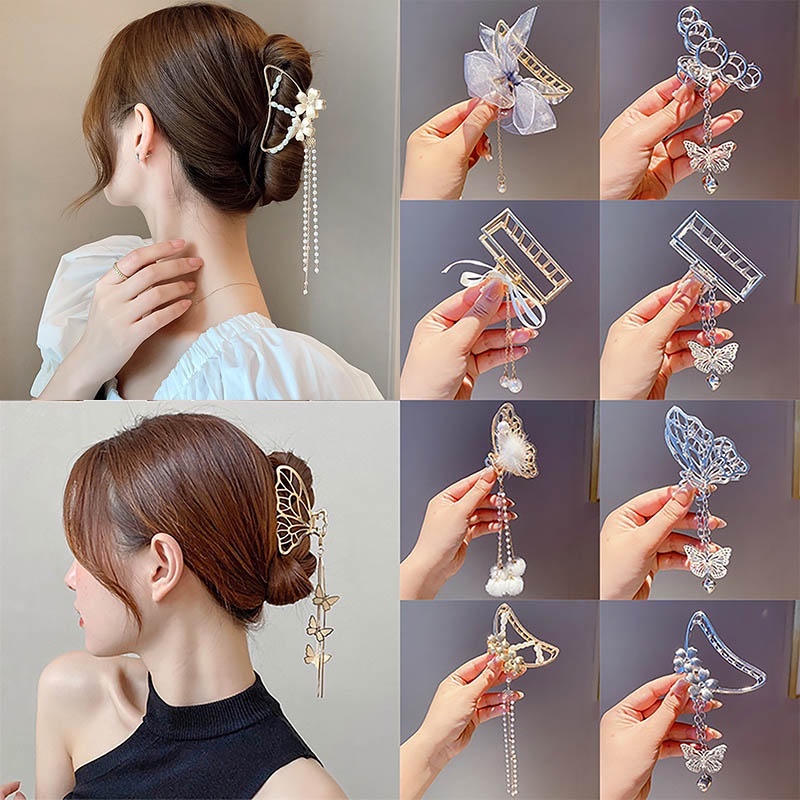 thời trang kẹp tóc đính đá Kẹp tóc kim loại nơ tua xinh đẹp Thời trang Hàn Quốc cho nữ set kẹp tóc hàn quốc kẹp càng cua nơ kẹp tóc mái kẹp tóc càng cua cặp tóc kẹp nơ kẹp mái phụ kiện tóc