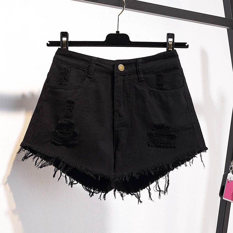 Quần Short Denim Lưng Cao Ống Rộng Phối Rách Thời Trang Mùa Hè Cho Nữ Size Lớn Mm200