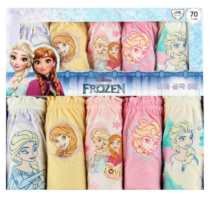 Set 5 quần xì trẻ em Hàn Quốc 100% vải cotton thoáng mát, an toàn cho sức khỏe mẫu Công Chúa Elsa Frozen dành cho bé gái