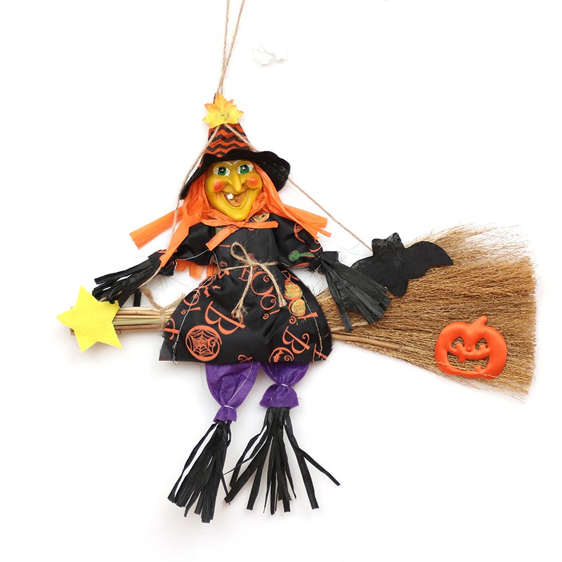 Đạo cụ chụp ảnh treo trang trí hình mụ phù thủy cưỡi chổi dành cho halloween tiệc sinh nhật