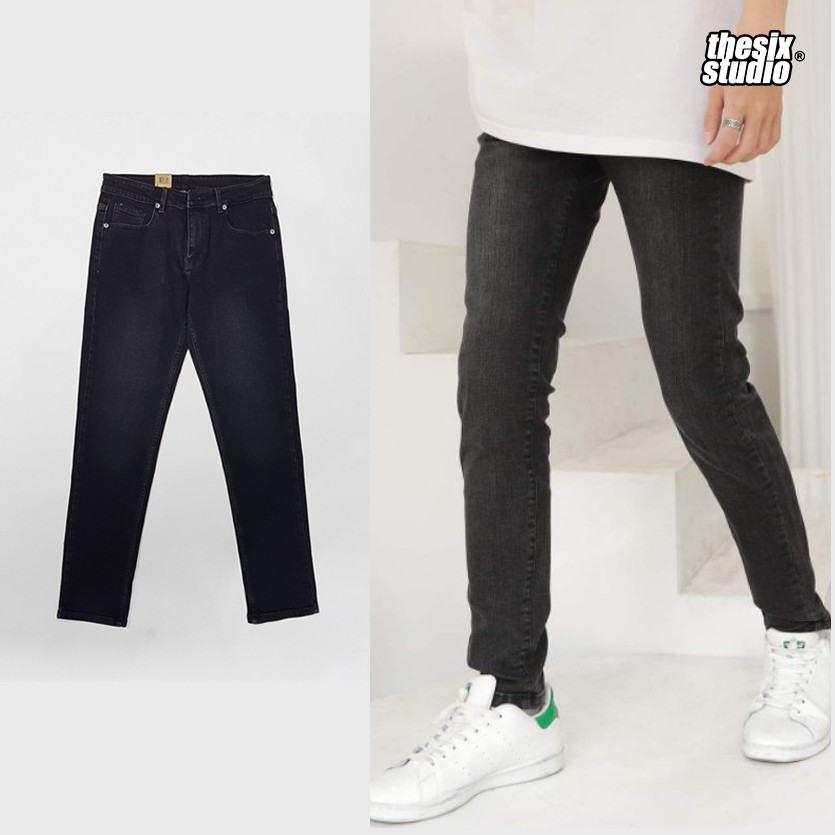 [Hỗ Trợ Đổi Size] Quần Jean Nam Xám Đậm THESIX, Form Slim Fit, Jean Co Dãn #BT660