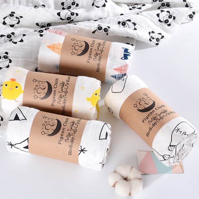 Khăn Muslin swaddle sợi tre cho bé khăn đa năng, tắm, quấn chất liệu an toàn 100% tự nhiên