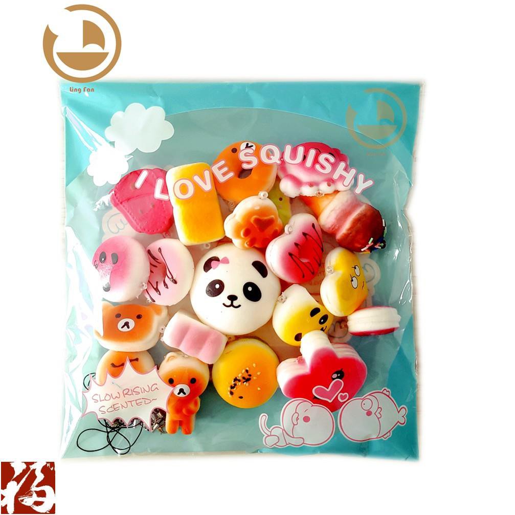 Set 20 Đồ Chơi Bóp Squishy Hình Bánh Gấu Trúc Dễ Thương 84224207