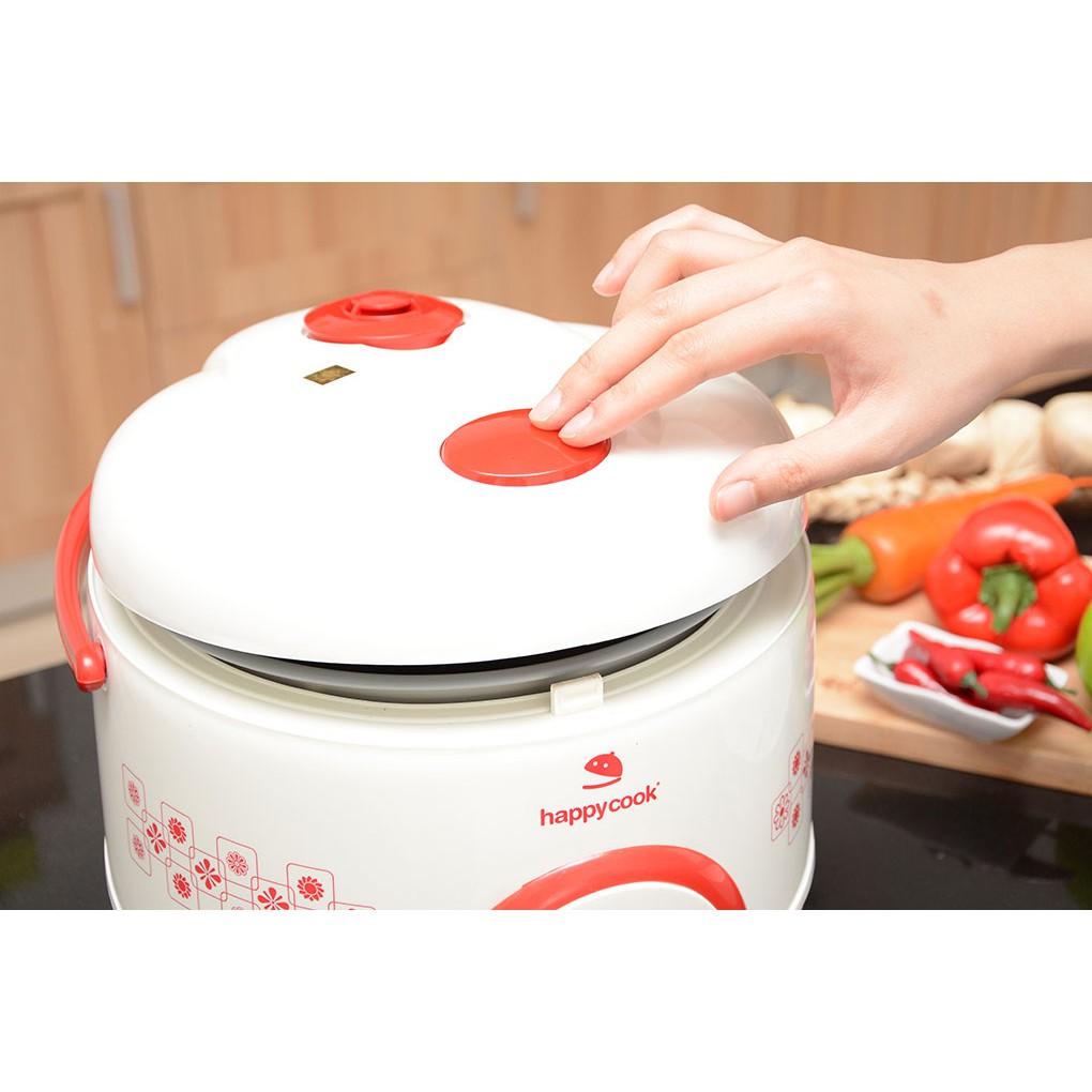 Nồi cơm điện nắp gài Happycook HC-180A Đỏ 1.8 lít  620 W lòng nồi chống dính - Chính hãng BH 12 tháng