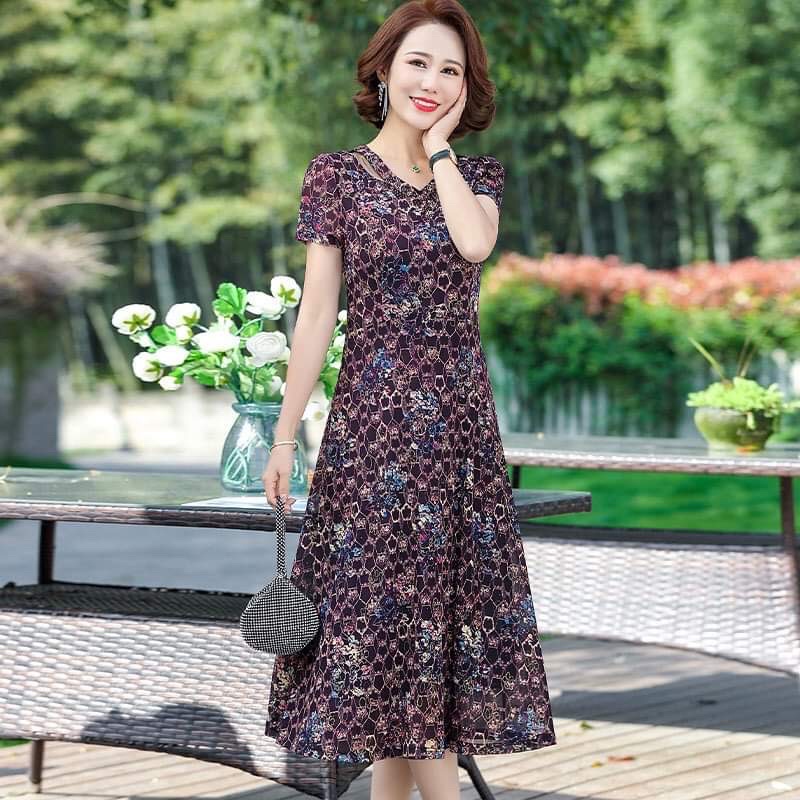 Đầm ren nữ trung niên cao cấp kiểu dáng sang trọng NP2862