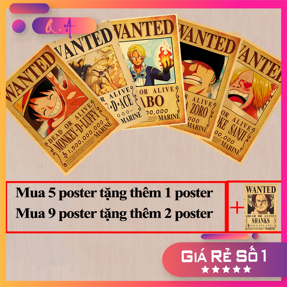 Poster Truy nã One Piece đủ 138 nhân vật trong One Piece , Kích Thước 42*28 cm Tờ Truy Nã Nhân Vật Hoạt Hình One Piece