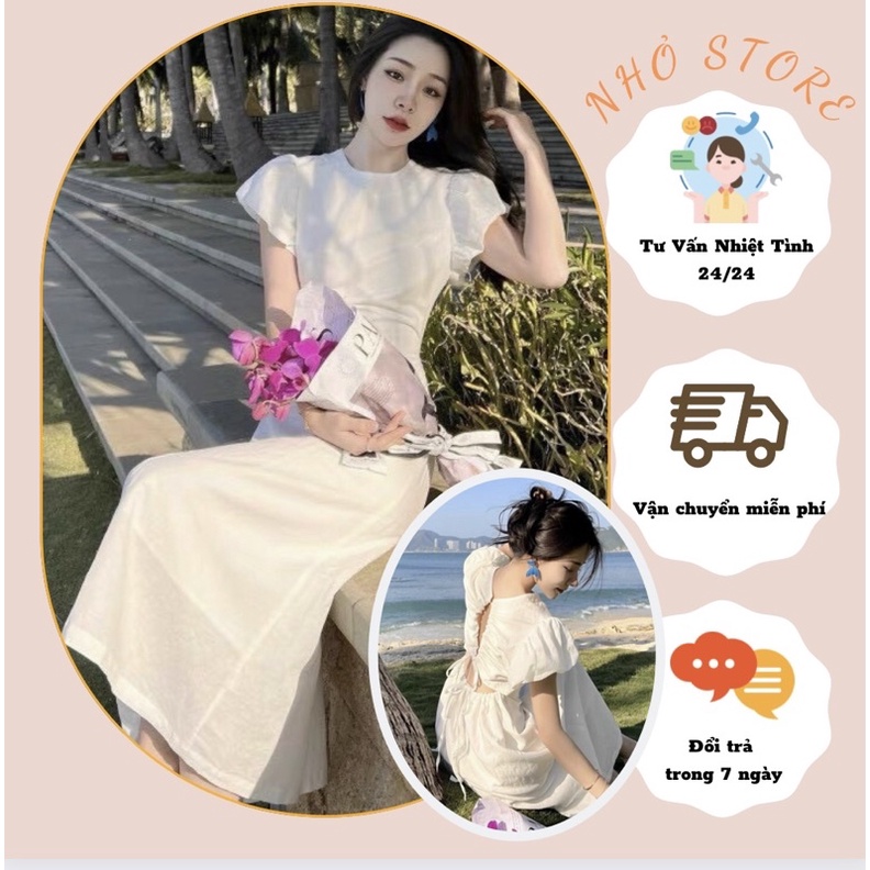 Đầm trắng hở lưng đi biển siêu xinh , hàng cao cấp loại 1 , freeship , đầm trắng hở lưng đi du lịch sang chảnh | BigBuy360 - bigbuy360.vn