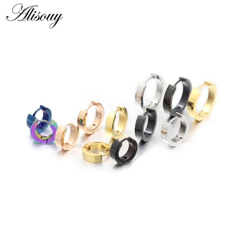 Set 2 Khuyên Tai Tròn Bằng Thép Không Gỉ Cá Tính Dành Cho Cả Nam Và Nữ