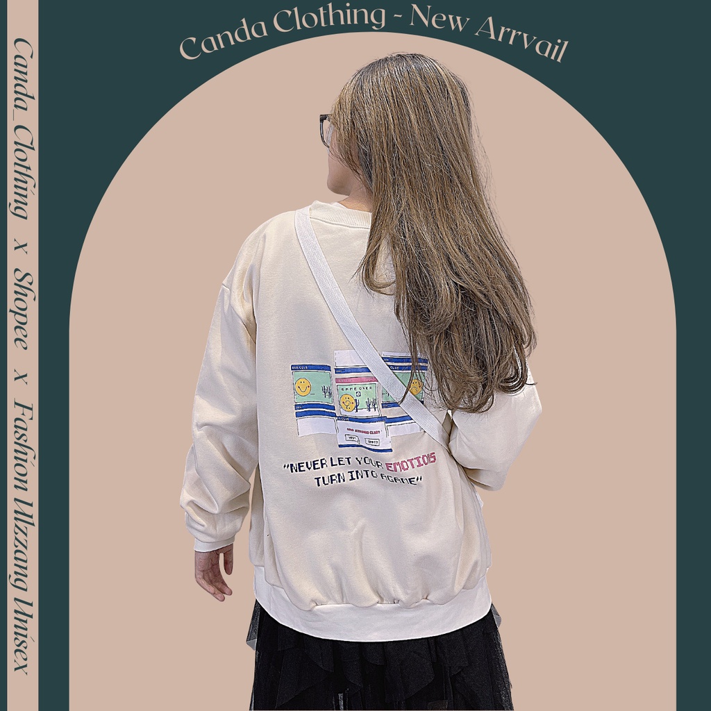Áo khoác bomber nữ nam nỉ bông dày dặn hàng quảng châu form rộng unisex in ENOTIONS - CANDA 3401