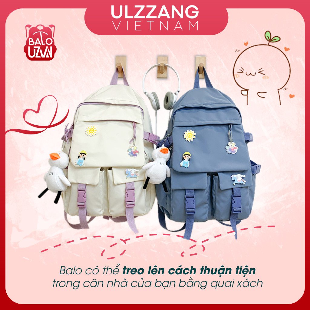 Balo nữ đi học thời trang Ulzzang Hàn Quốc, cặp sách đẹp hàng cao cấp dễ thương, túi xách sinh viên chống nước