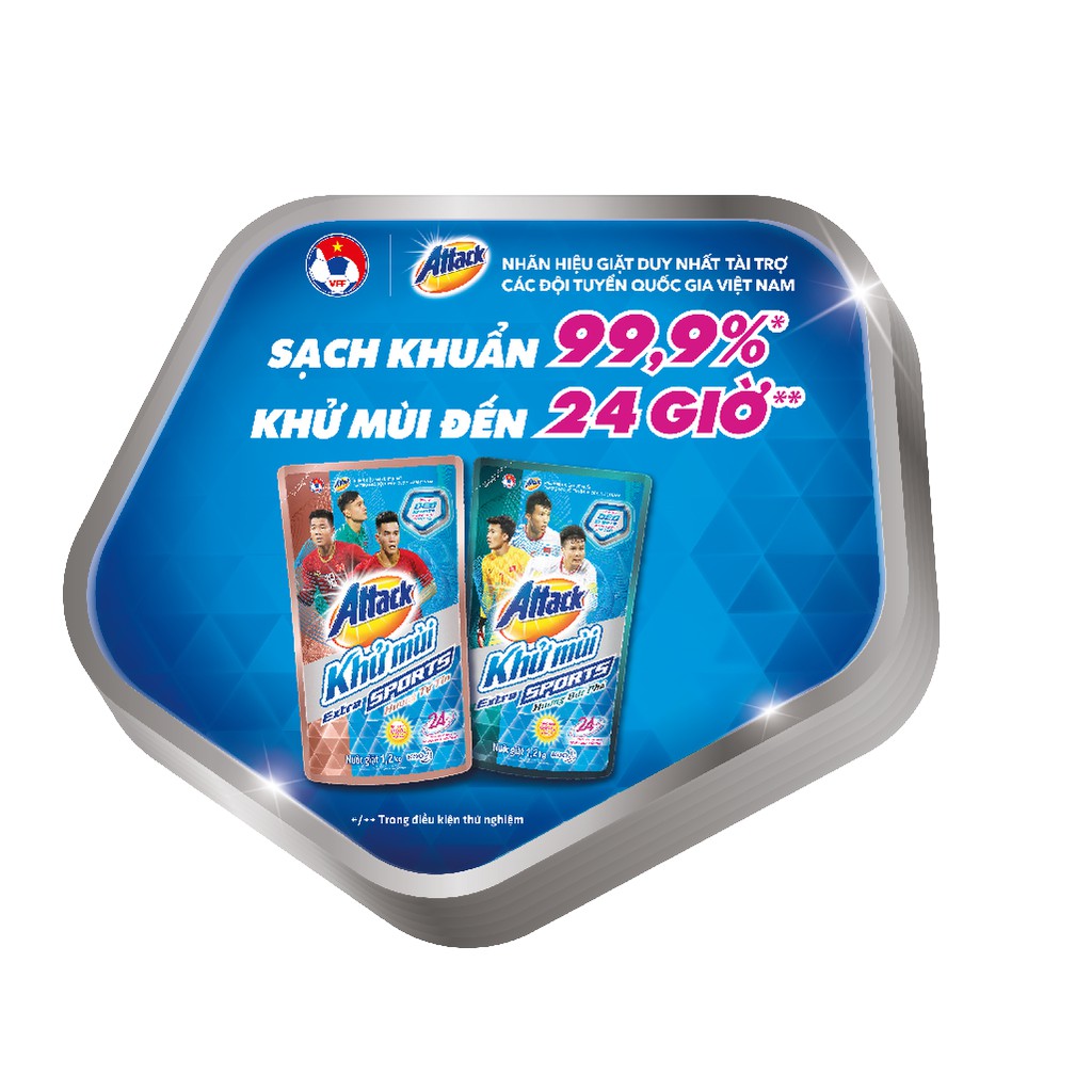 Combo 2 túi nước giặt Attack Khử Mùi Extra Sport Tự Tin túi 1.2kg