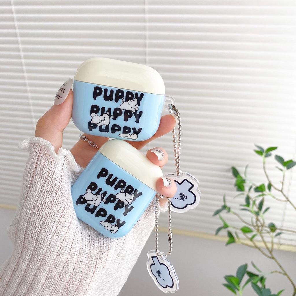 Vỏ Bảo Vệ Hộp Sạc Tai Nghe Bluetooth Không Dây AirPods 1 2 pro 3 2021 gen3 Bằng TPU Silicone Mềm Chống Rơi Hình Cún Dễ Thương