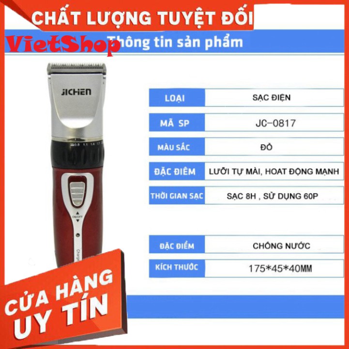 Tông Đơ Cắt Tóc Gia Định ICHEN JC - 0817, Tông Đơ Sạc Pin Tiện Dụng, Dễ Sử Dụng, Tặng Kèm Bộ Quà Tặng Hấp Dẫn - VietShop