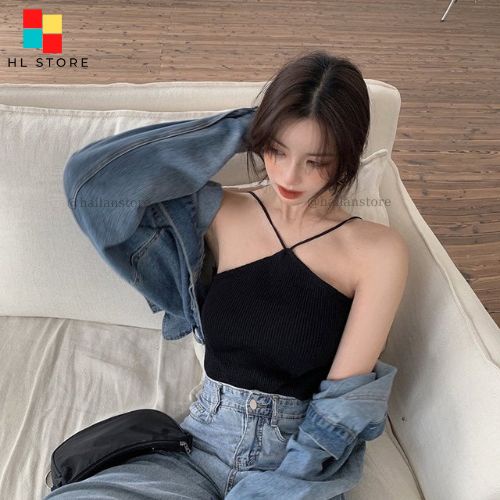 Áo yếm dây trơn ❤️ Áo croptop chất len gân ôm body khoe vai gợi cảm Hải Lan Store TU12 | BigBuy360 - bigbuy360.vn