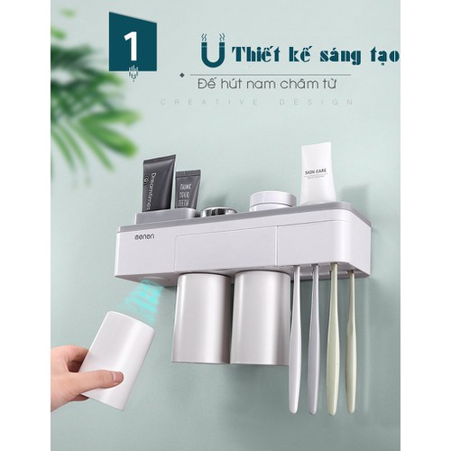 Kệ để đồ nhà tắm kèm 3 cốc hút nam châm dính tường cao cấp sang trọng