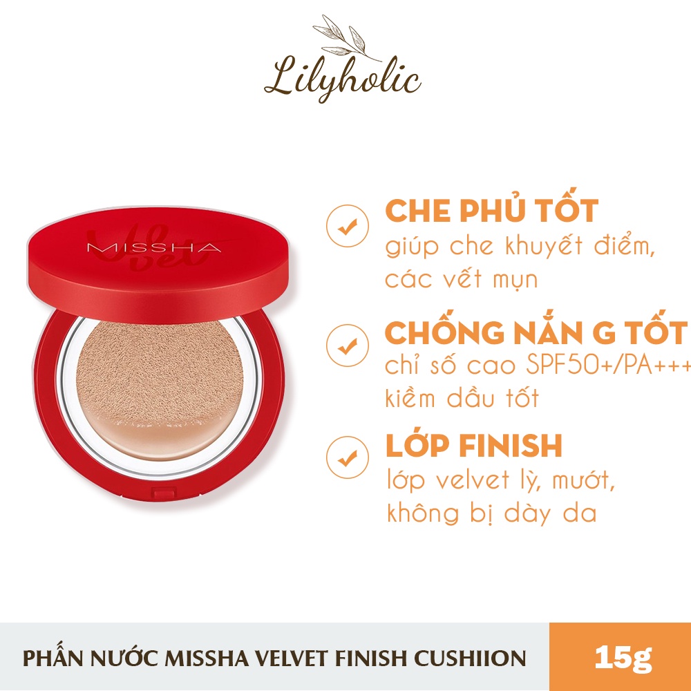 Phấn nước Missha Velvet Finish Cushion SPF50+ PA+++ 15g - Hộp Missha đỏ