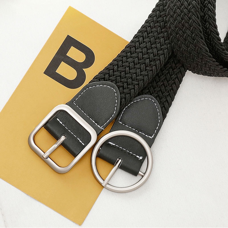 Thắt Lưng Vải Canvas Dệt Khóa Vuông Đơn Giản Có Thể Điều Chỉnh Thời Trang Unisex