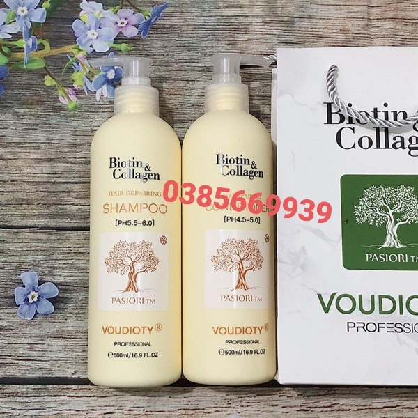 DẦU GỘI XẢ SIÊU MƯỢT BIOTIN VÀNG – BIOTIN COLLAGEN VOUDIOTY 500ML (CHÍNH HÃNG)