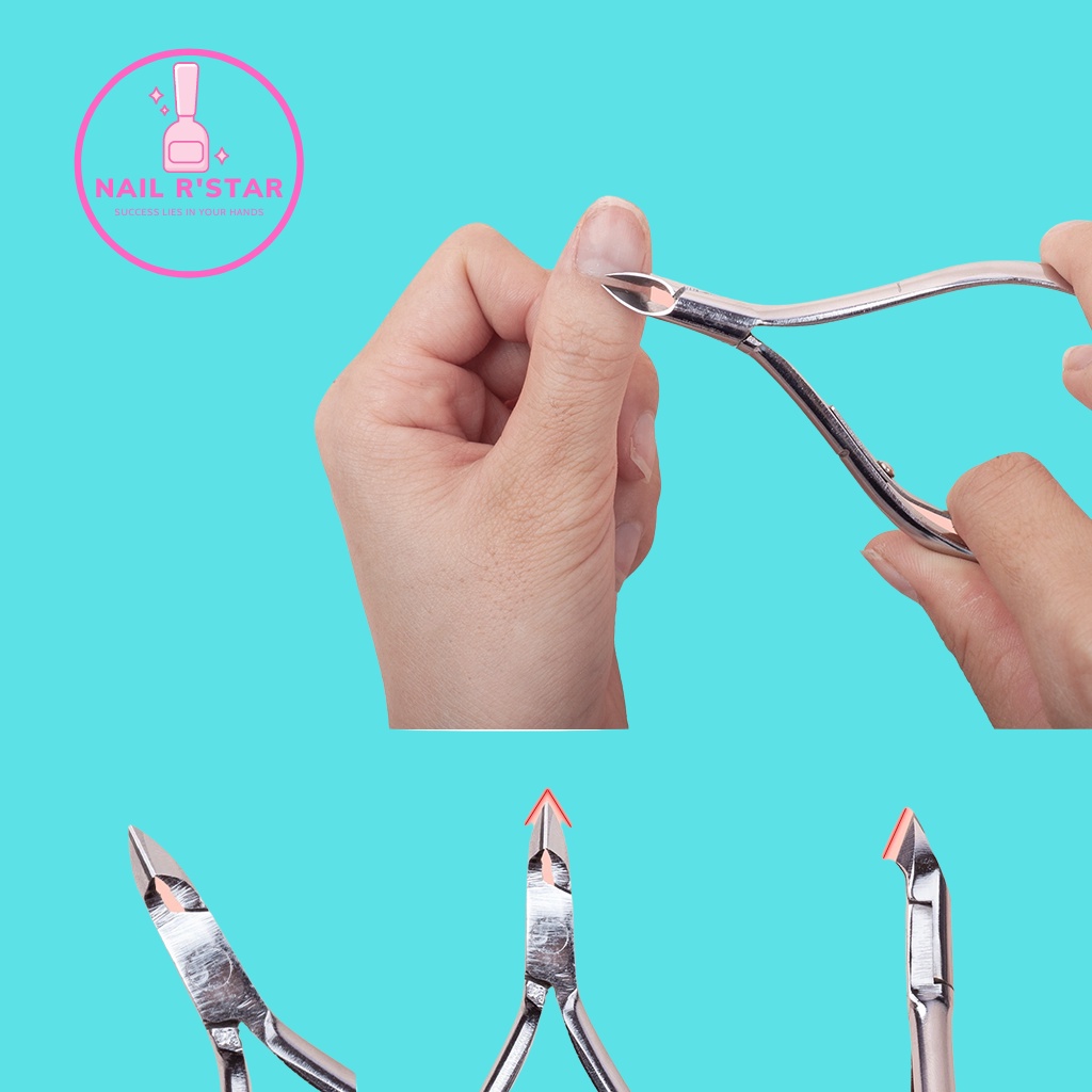 Kềm Ngọc D04 chính hãng màu bạc - kìm nhặt da hình bán nguyệt dùng bền an toàn NAIL R’STAR