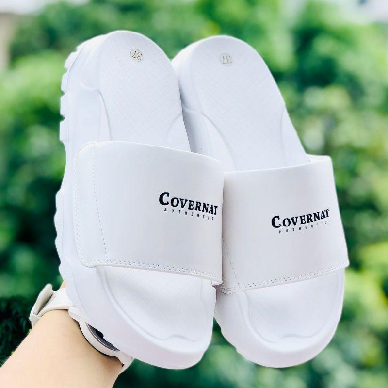 Dép 𝐂𝐎𝐕𝐄𝐑𝐍𝐀𝐓 ❤️FREESHIP + HỘP❤️ dép thể thao quai ngang nam nữ Covernat đế độn 4cm có tem mác, bao bì màu trắng