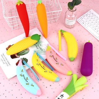 Hộp bút hoa quả siêu cute chất liệt nhựa mềm hình quả chuối , quả đỗ  và nhiều loại quả khác E77