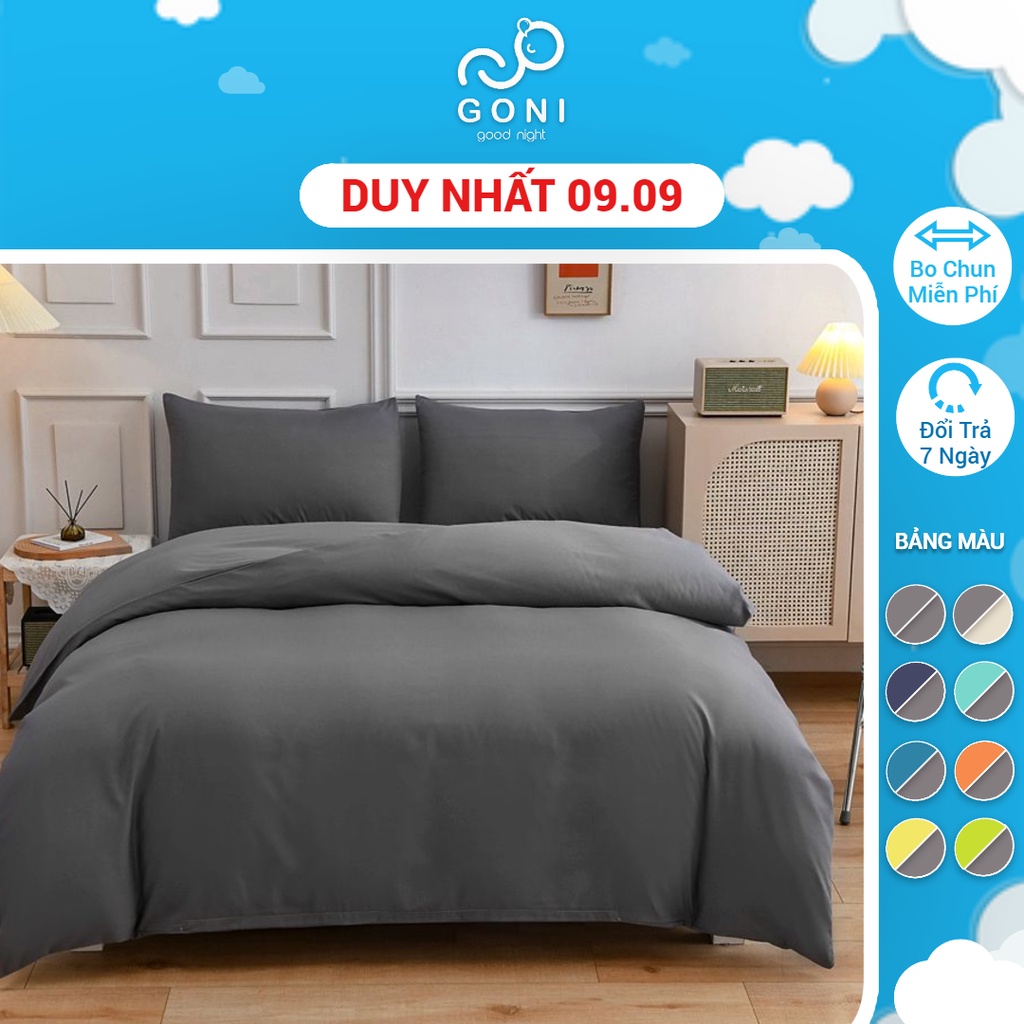 Bộ chăn ga gối cotton tici GONI drap giường phối màu đủ size drap ga giường