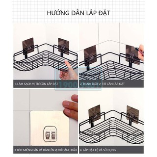 Kệ góc, giá đỡ khung sắt treo dán góc tường siêu chắc-kệ góc dán tường đen viền uốn lượn tiết kiệm không gian