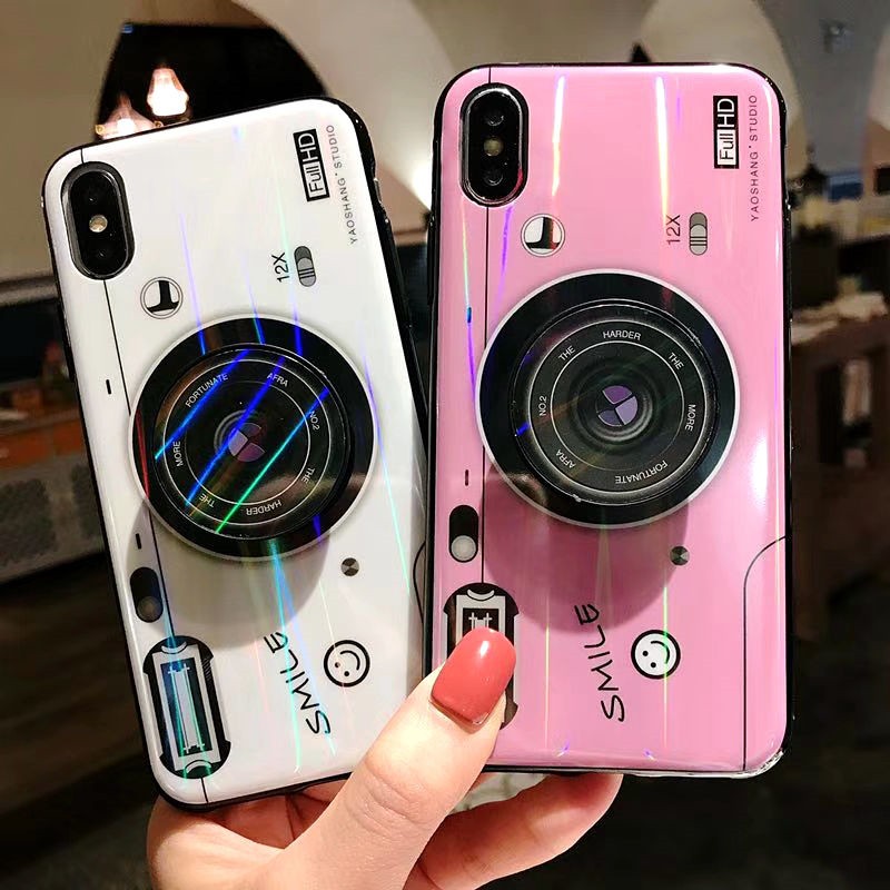 ốp điện thoại hình máy ảnh kèm Tặng PopSocket ODT22 , ốp iphone sành điệu