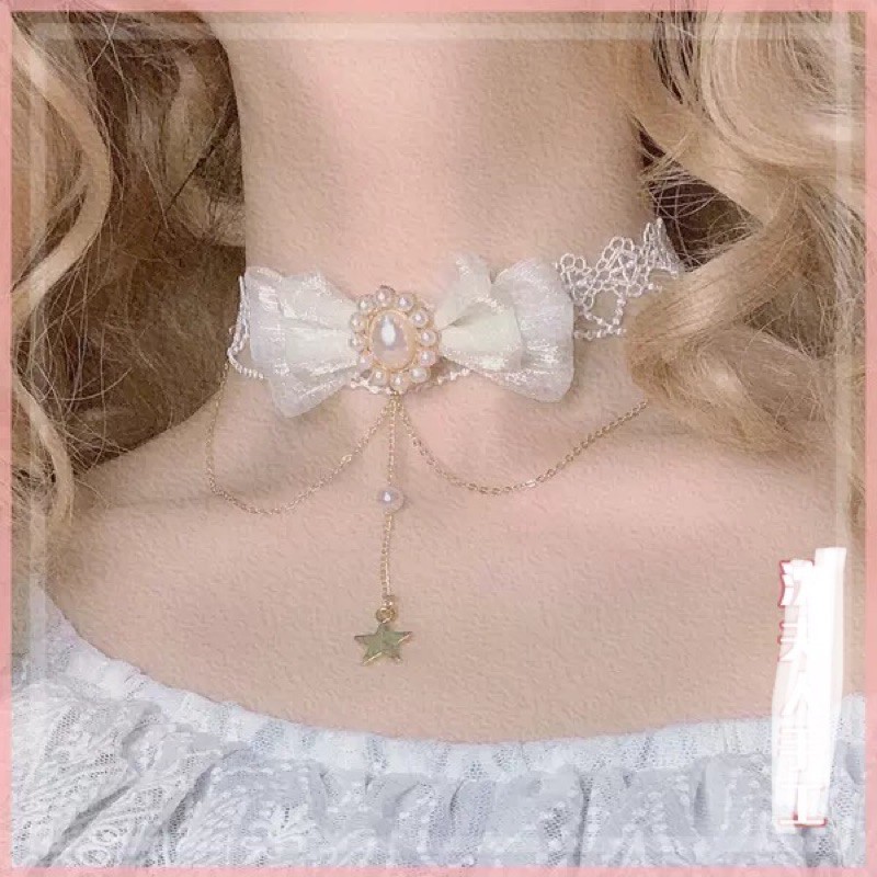 YASLC0041-Vòng cổ ren lolita ngôi sao