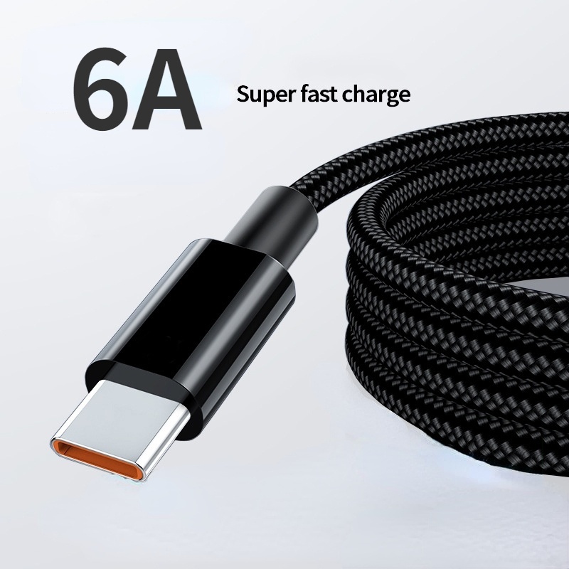 Cáp Sạc Nhanh 6A 66W Type-C Bện Dây Cho Điện Thoại