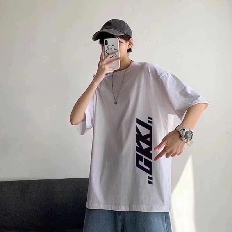Áo Thun Nam Dáng Rộng In Chữ Phong Cách Hàn Quốc Thời Trang Mùa Hè Thoải Mái Cỡ M-8XL