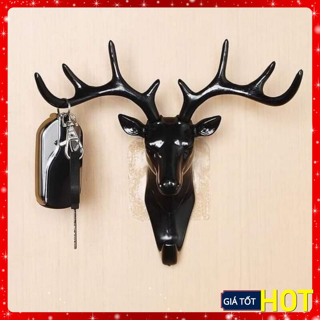 Móc treo đồ, quần áo dán tường siêu dính hình đầu hươu gắn tường, sau cửa thông minh