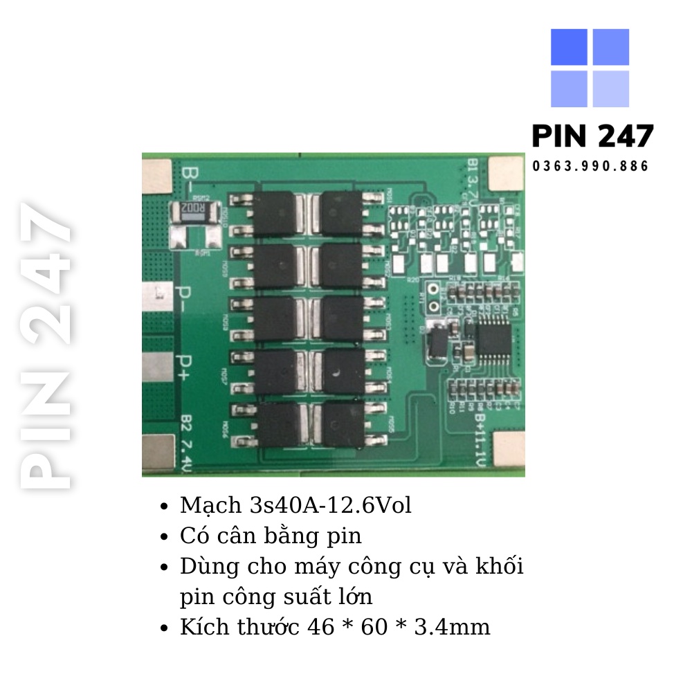 Mạch 3s30A sạc pin 3s12.6v có cân bằng pin