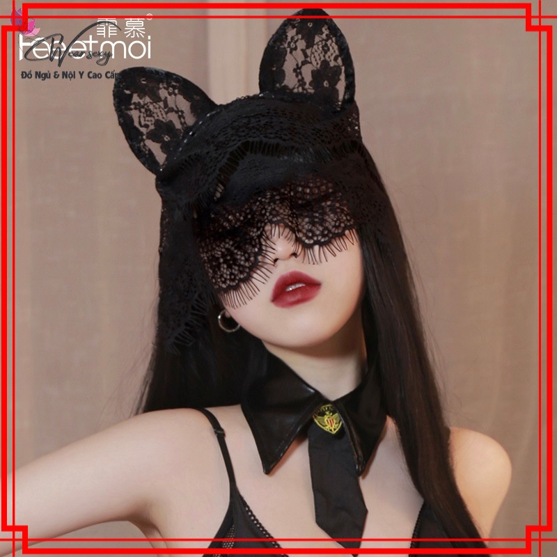 [PHỤ KIỆN] Băng Đô Tai Mèo kÈM Khăn Che Ren Gợi Cảm ms7688 [CWEAR.SEXY_ĐỒ NGỦ &amp; NỘI Y CAO CẤP]
