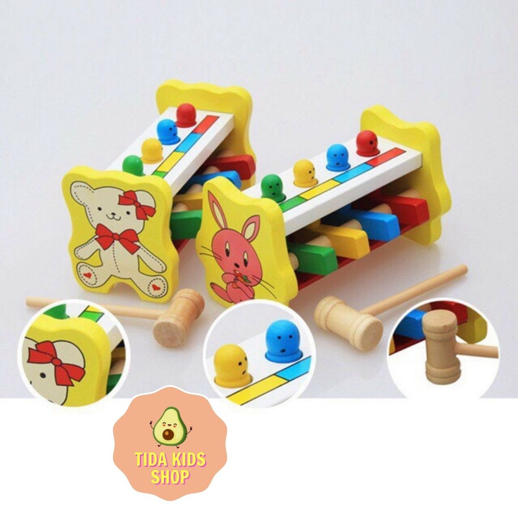 Đồ Chơi Gỗ TIDA KIDS SHOP, Đồ Chơi Giáo Dục WoodenToy Percussion Đập Chuột Hình Con Thỏ Cho Bé Giá Tốt