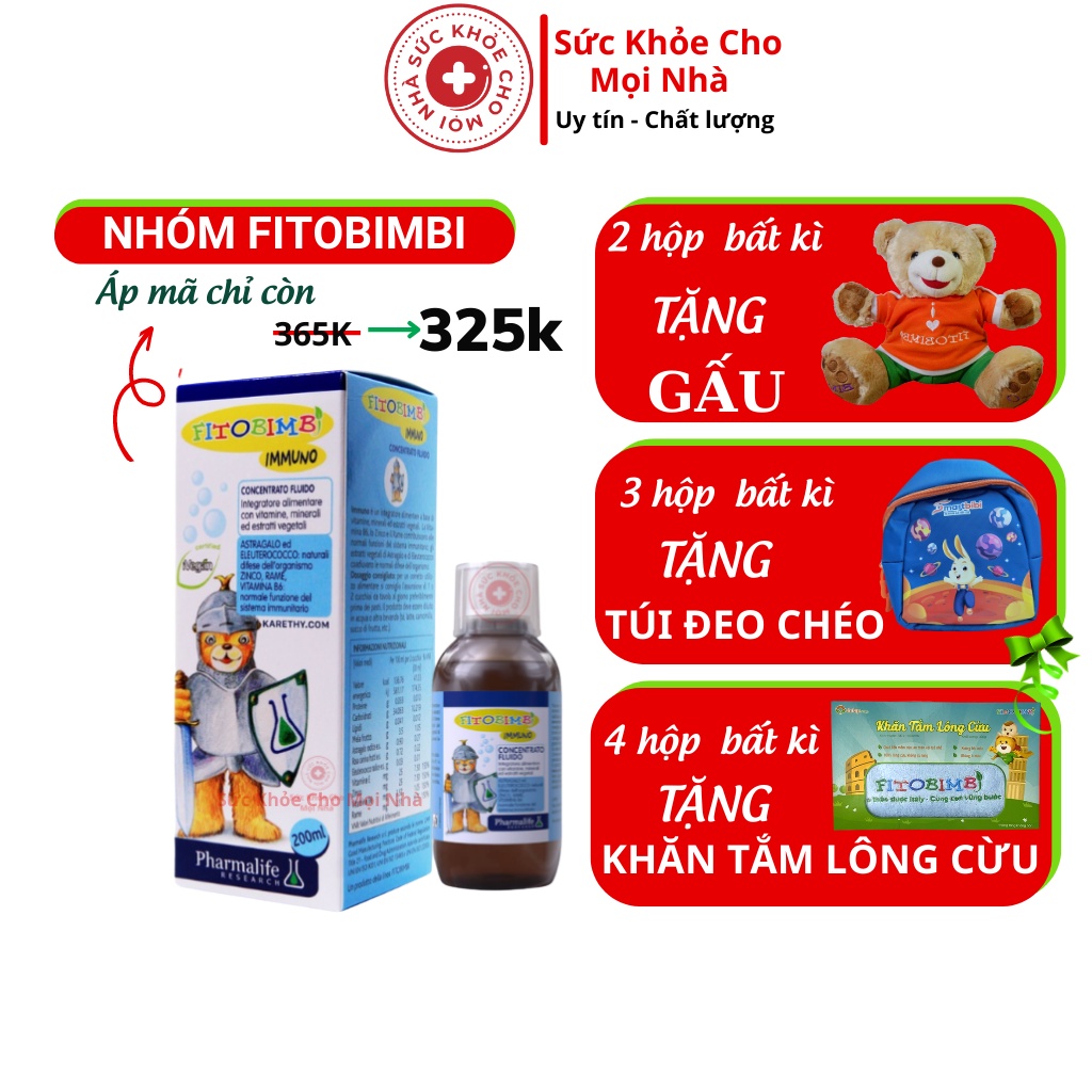 Fitobimbi Immuno Bimbi Tăng Cường Miễn Dịch Sức Đề Kháng Từ Thảo Dược Tự Nhiên,Bổ Sung Vitamin Cho Bé
