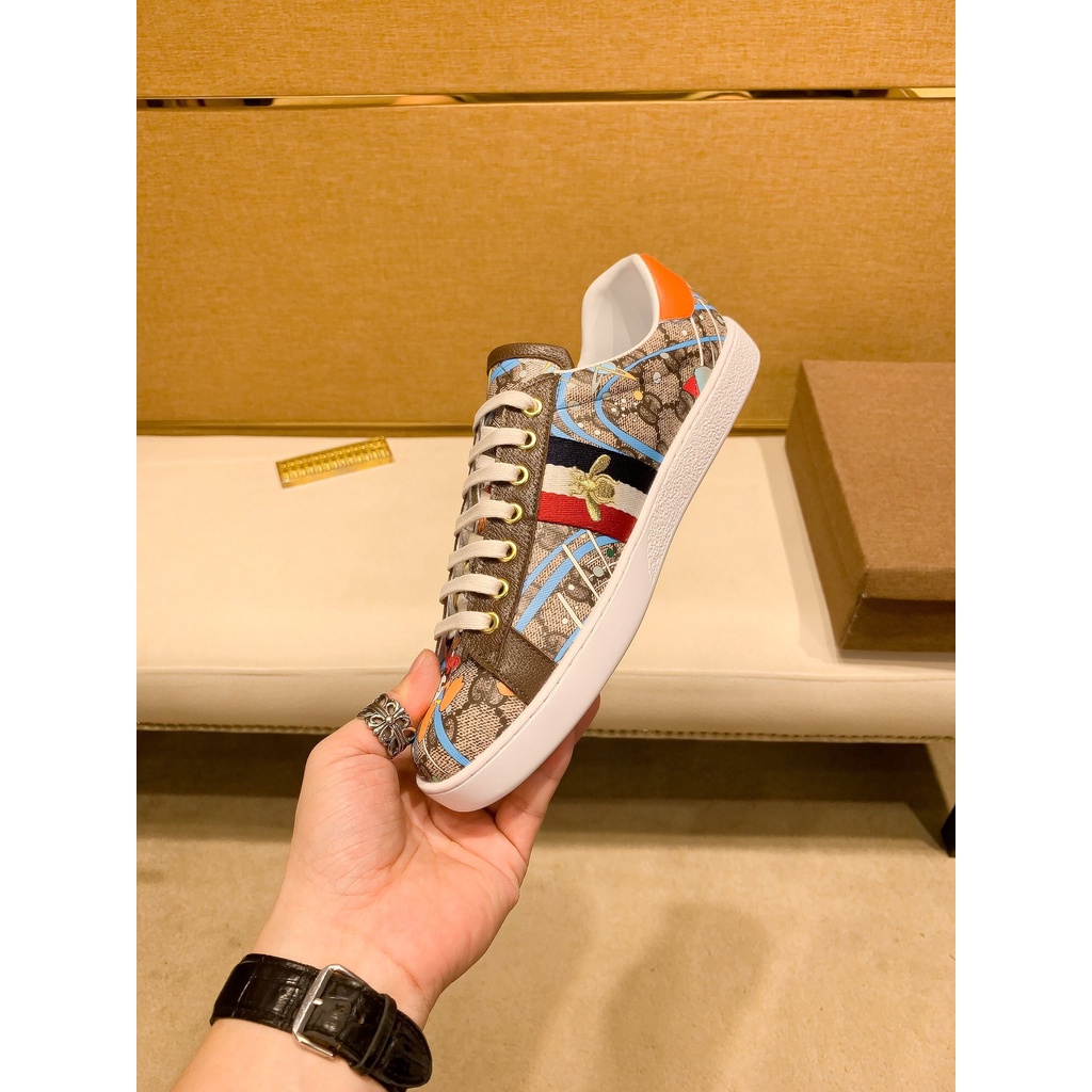 Giày sneakers nam da thật cao cấp GUCCI GG GC thiết kế cá tính với cách trang trí và kết hợp màu nổi bật