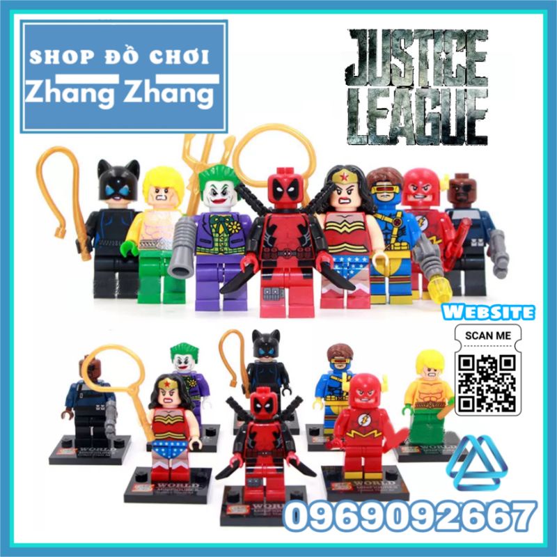 Đồ chơi Xếp hình The Flash Wonder woman Catwoman Joker DeadPool Nick Fury Aquaman Cyclops Minifigures SY Sy178