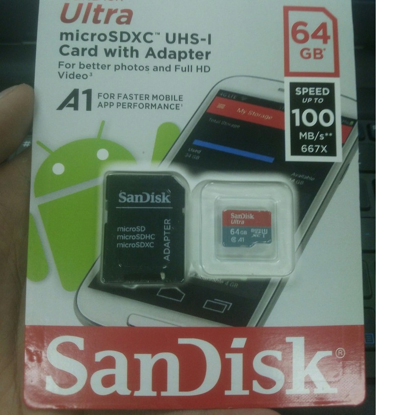 Thẻ nhớ 64GB 32GB 16GB 8GB Thẻ nhớ SanDisk Ultra Class 10 667x 100MB/s chuyên dụng camera điện thoại, loa đài-BH 5 năm