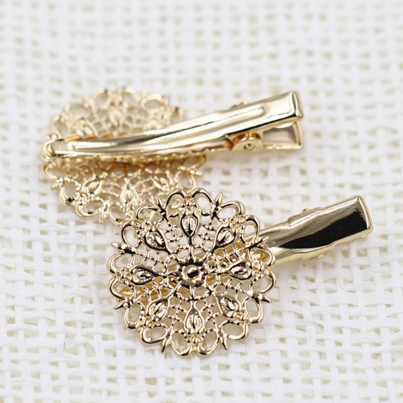 Kẹp Tóc Kim Loại Hình Hoa / Tròn Cổ Điển Cho Nữ