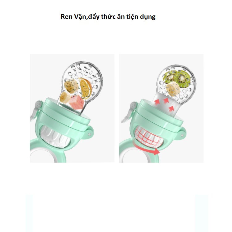 Túi nhai ăn dặm chống hóc 3 núm nhai Misuta có núm đẩy thức ăn cho bé