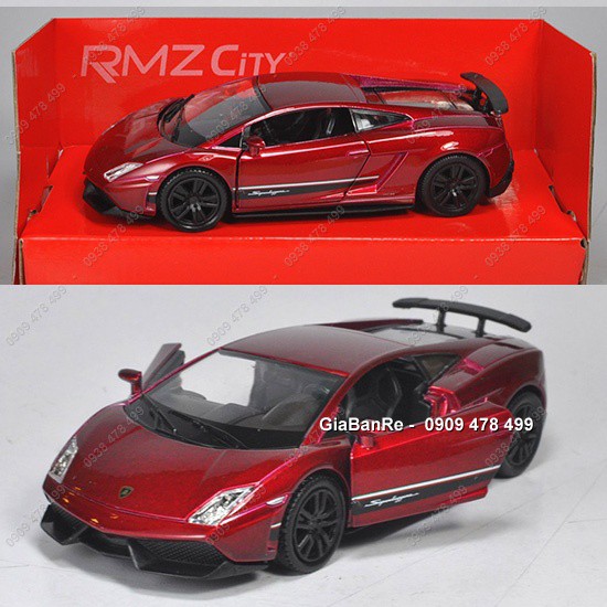 XE MÔ HÌNH SẮT TỈ LỆ 1:36 - LAMBO GALLARDO LP570-4 - SUPERLEGGA - ĐỎ - RMZ - 7126.2