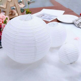 Đèn lồng giấy màu trắng 20cm