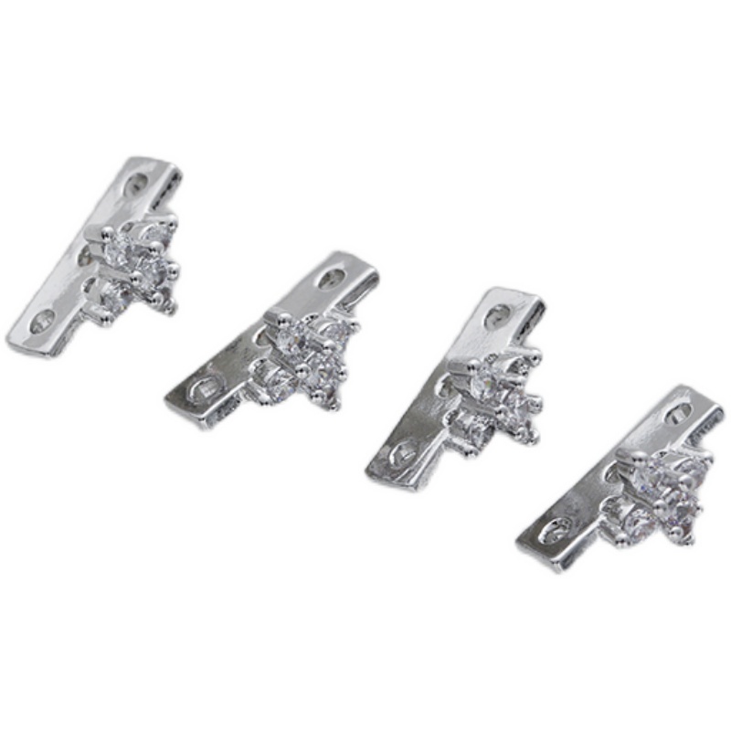 Phụ Kiện Trang Sức Vòng Tay Ba Lỗ Bằng Đồng Mạ Bạch Kim Đính Đá Zircon diy