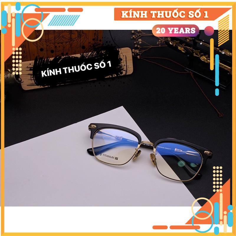 Gọng kính cận mắt vuông nửa viền cao cấp Chrome hearts