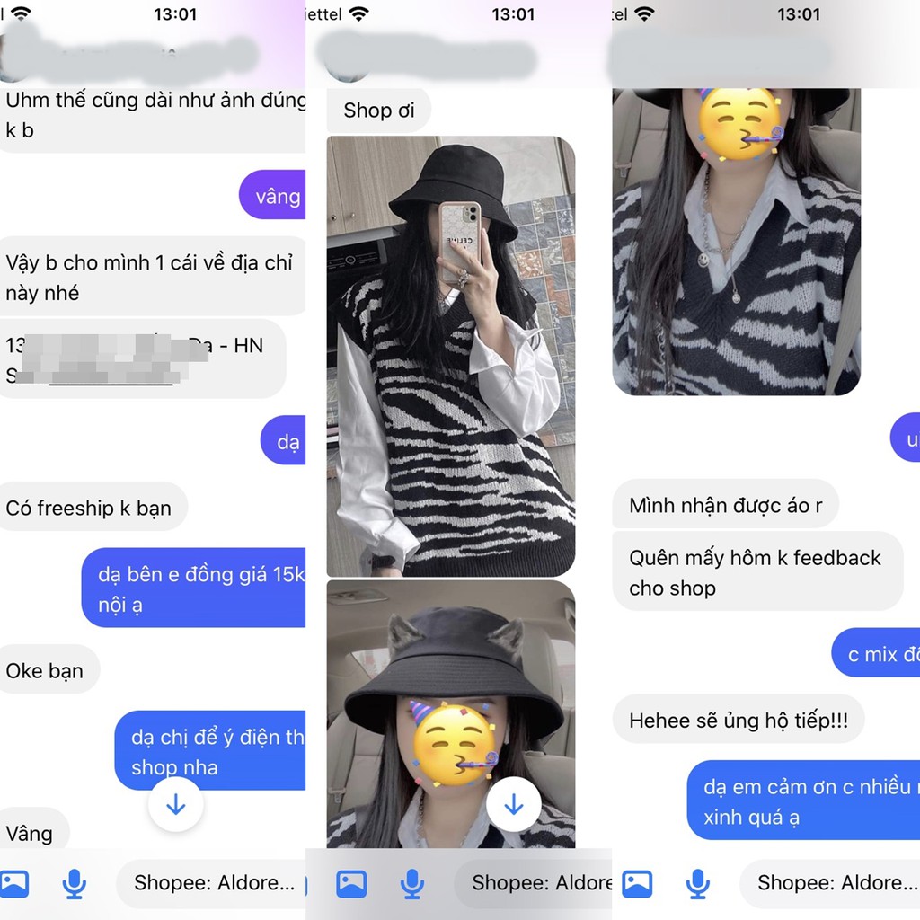 Áo gile len nữ ngựa vằn ảnh thật